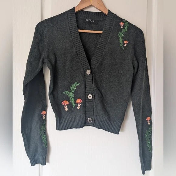 Disturbia Fable Embroidered Green Cardigan - Picture 3 of 3